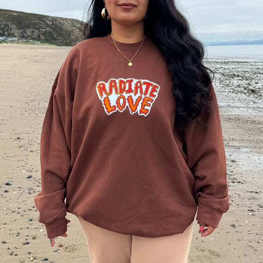 radiate love embroidered sweatshirt - chocolate