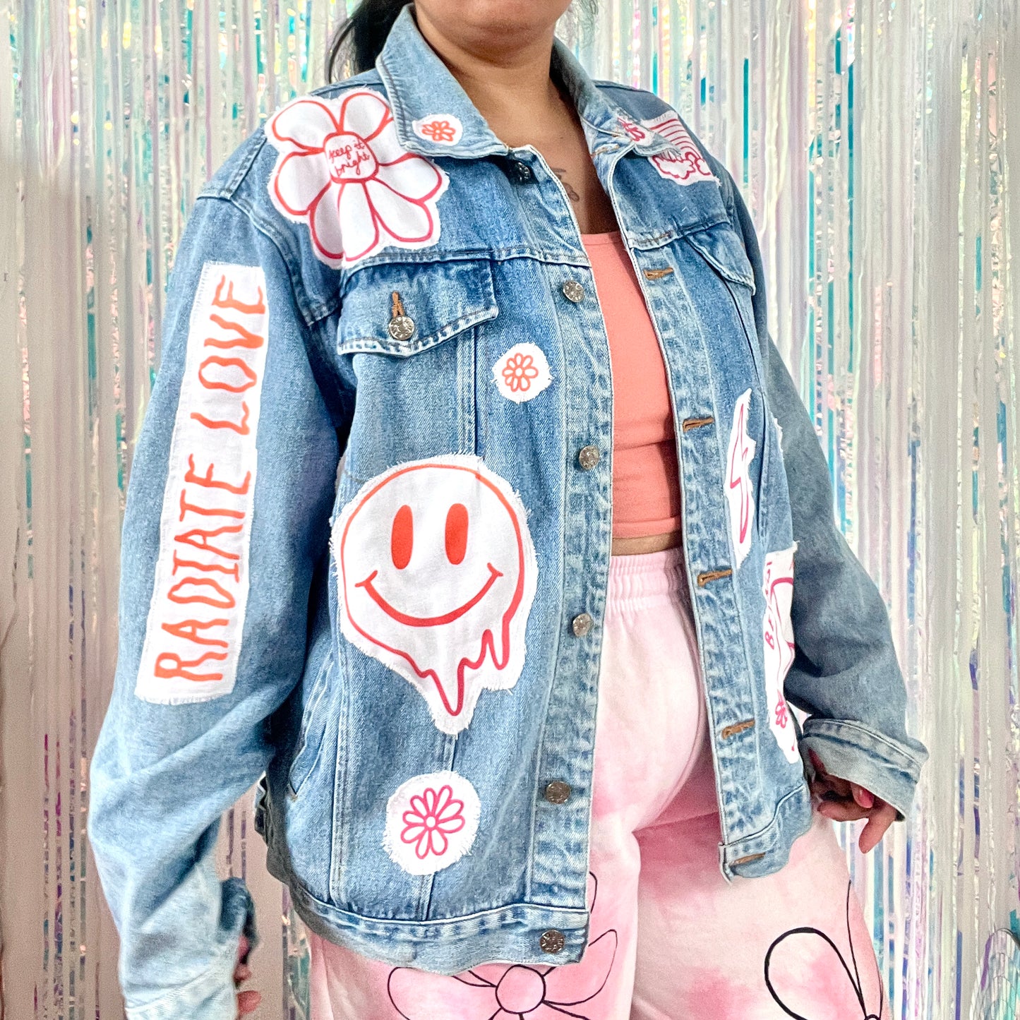 hippie heart denim jacket