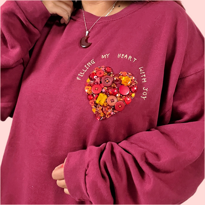 filling my heart with joy - hand-embellished sweatshirt