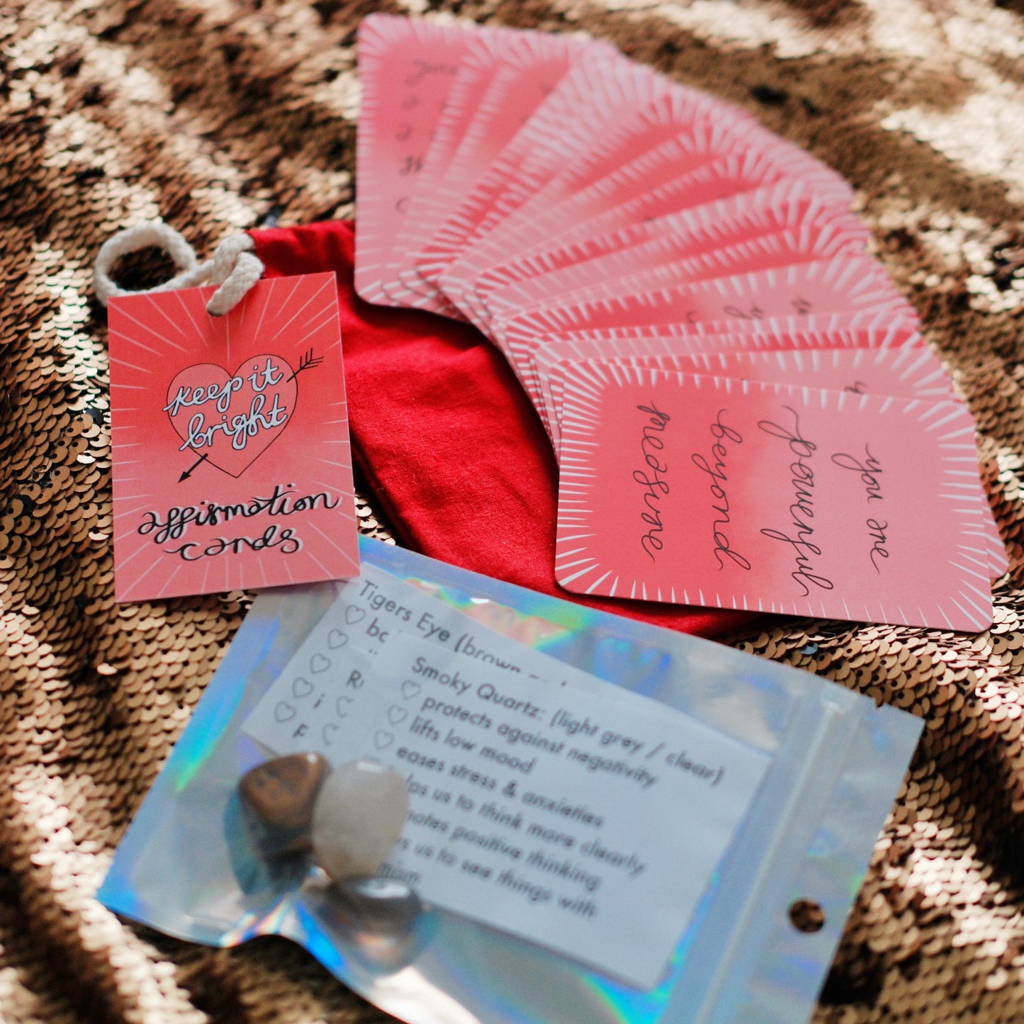 affirmation card & crystals set