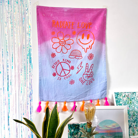 hippie heart tie dye wall hanging - slushie