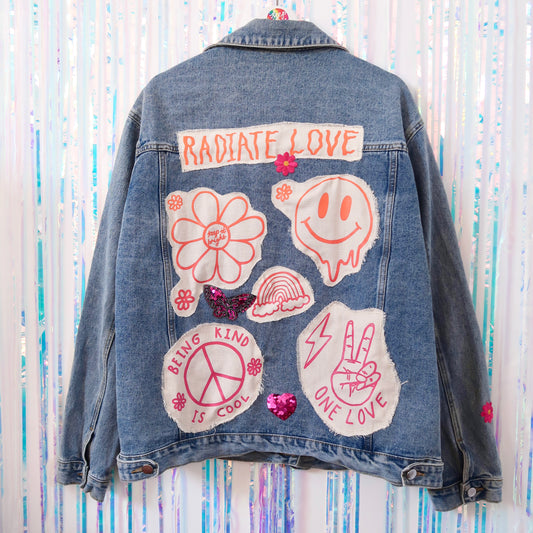 hippie heart denim jacket