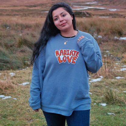 radiate love embroidered sweatshirt - dusky blue
