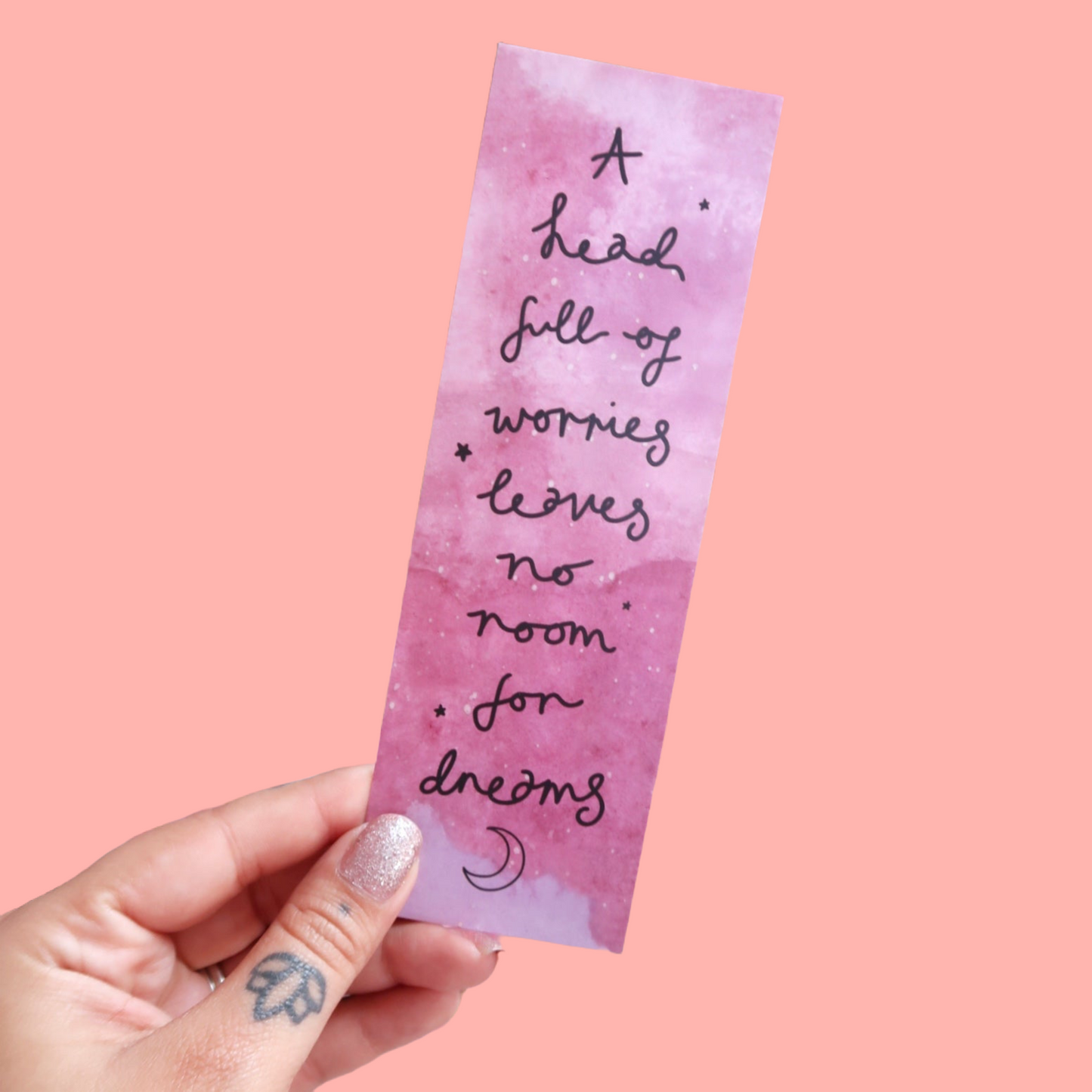 a head full of worries, leaves no room for dreams bookmark
