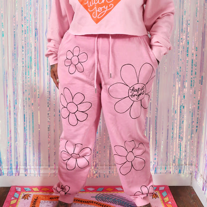 flower power lounge pants - pink