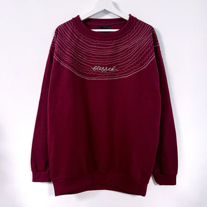 blessed embroidered sweatshirt - burgundy