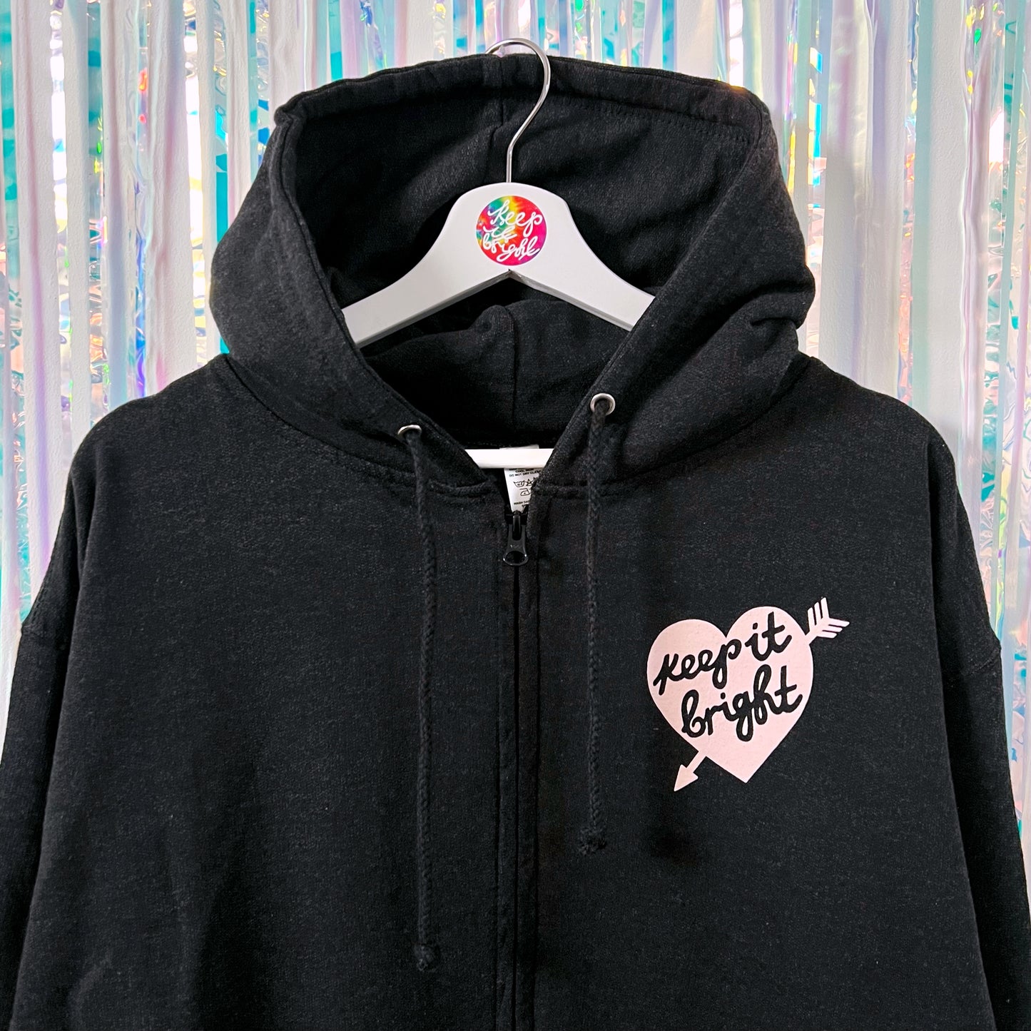 filling my heart with joy zip-up hoodie - black marl