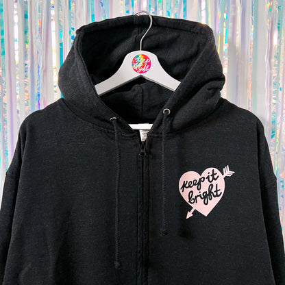 filling my heart with joy zip-up hoodie - black marl