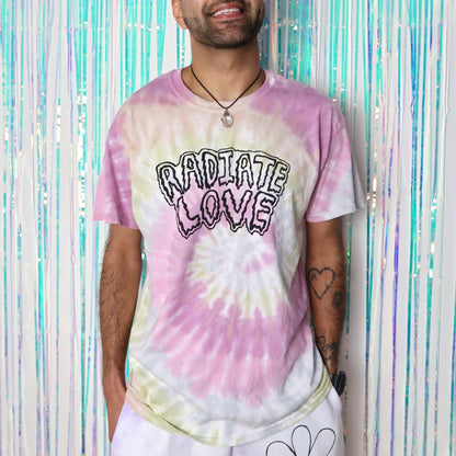 radiate love tie-dye t-shirt - pastel fade