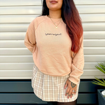 powerful embroidered crop sweatshirt - beige