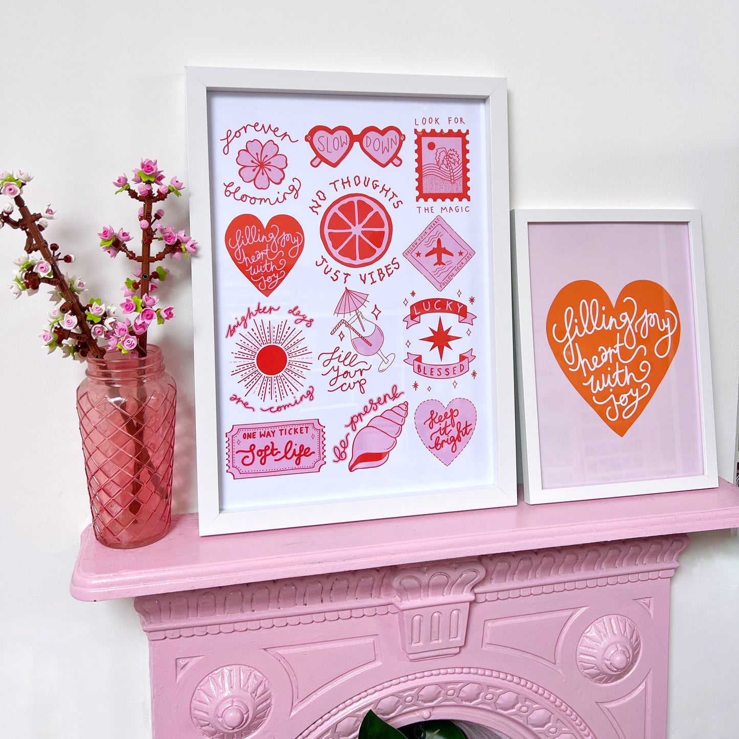 brighter days prints | pink & orange | A4 / A3