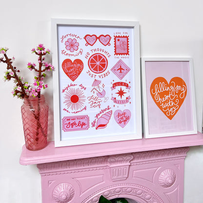 brighter days prints | pink & orange | A4 / A3