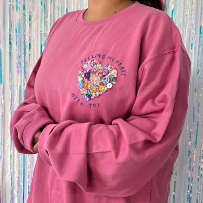 filling my heart with joy - hand-embellished sweatshirt