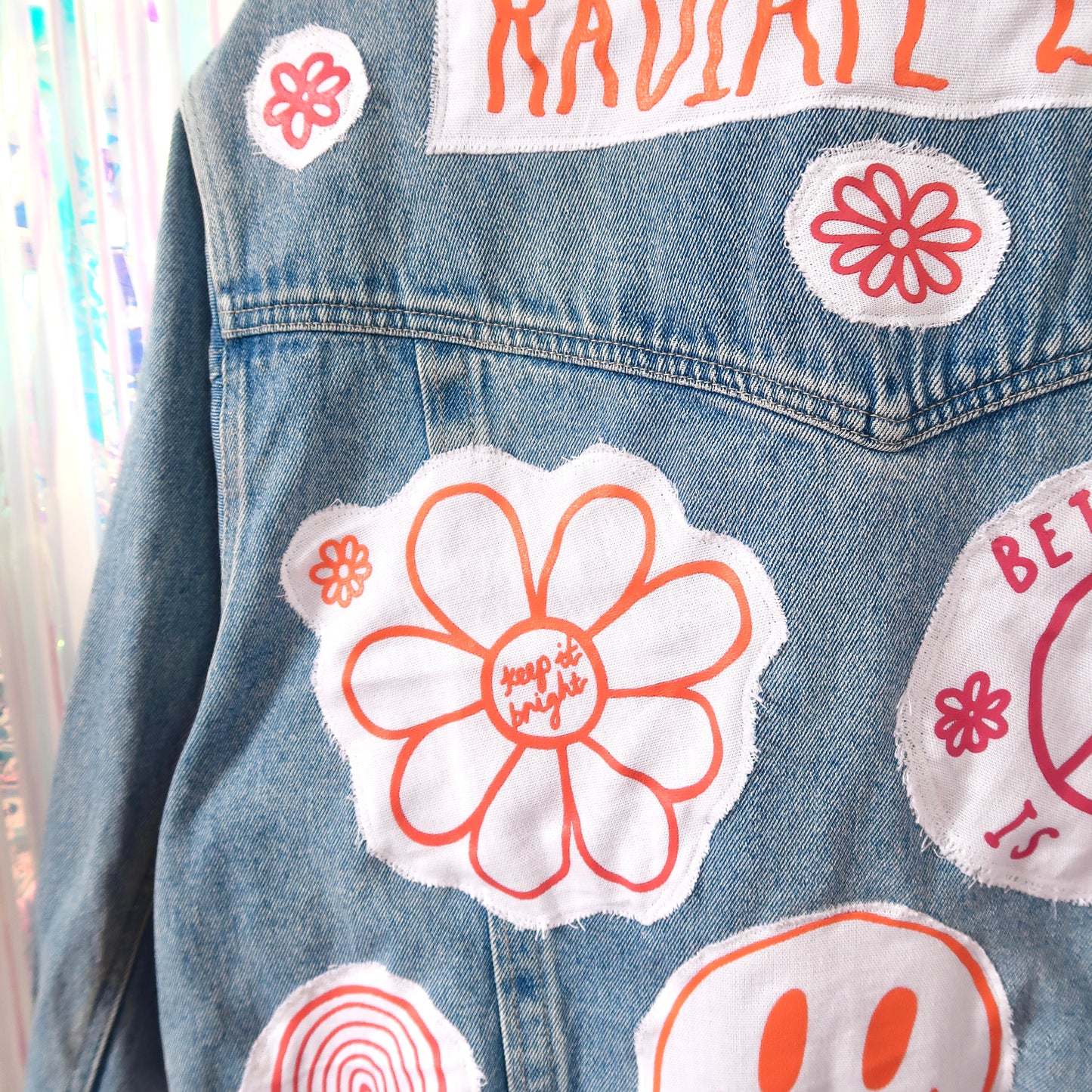 hippie heart denim jacket