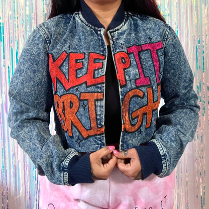 keep it bright graffiti crop jacket