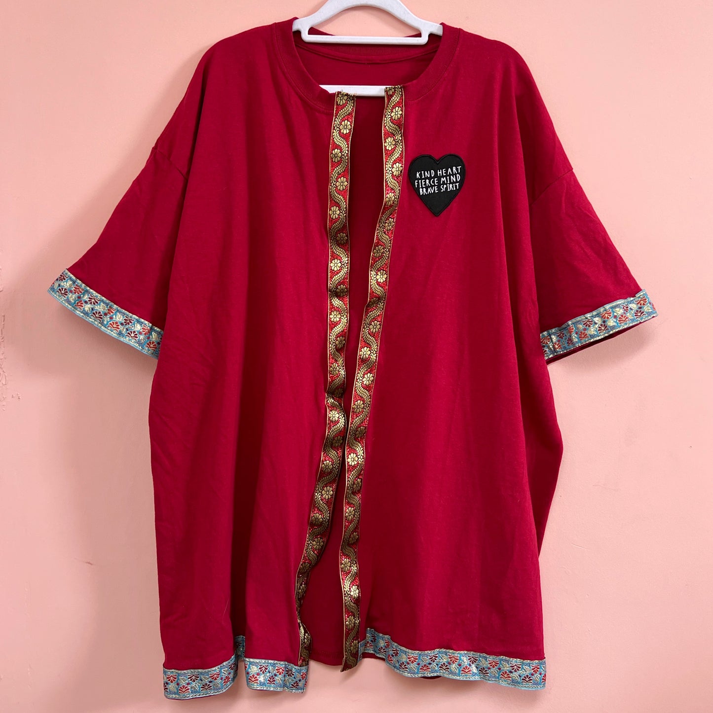 kind heart, fierce mind, brave spirit kimono - red
