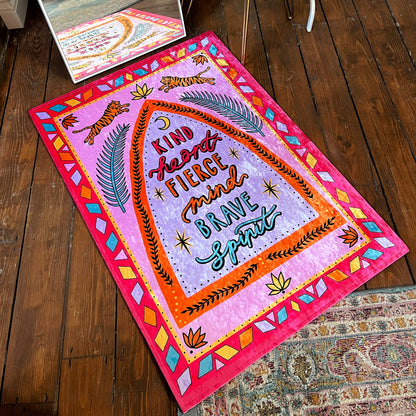 kind heart, fierce mind, brave spirit rug