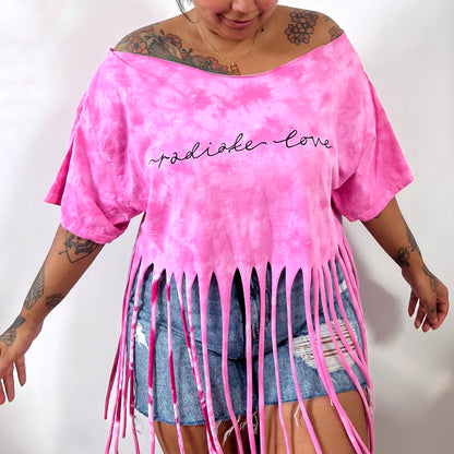radiate love tie-dye tassel top