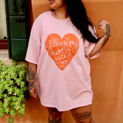 filling my heart with joy t-shirt - pink & orange