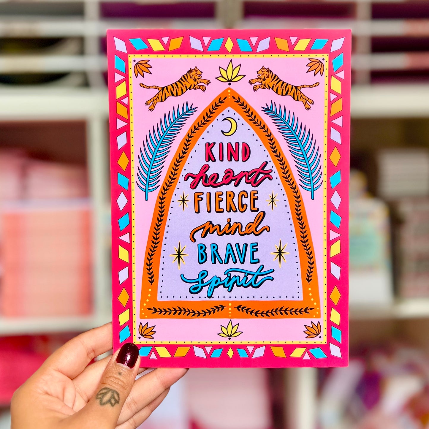 kind heart, fierce mind, brave spirit A5 print