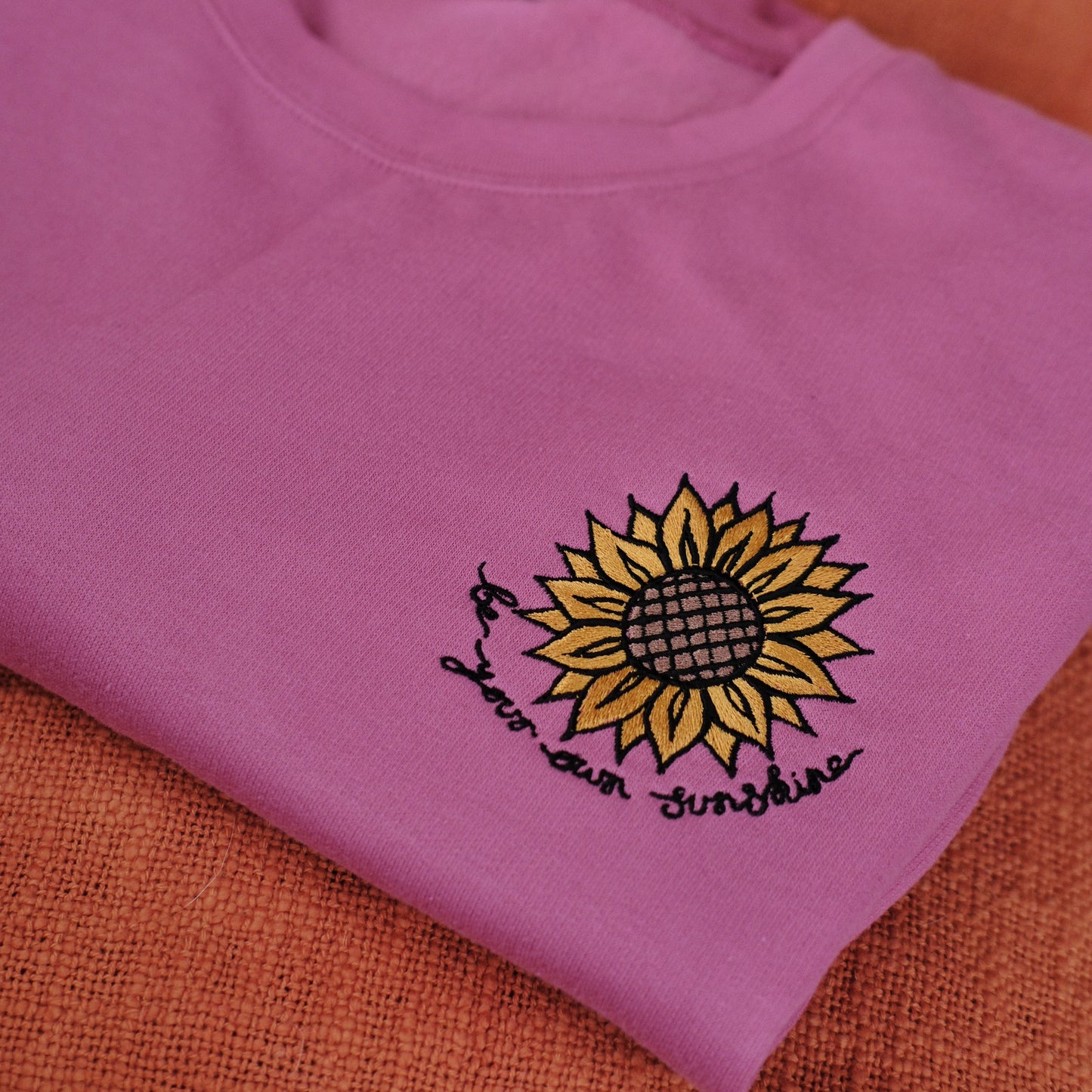 be your own sunshine embroidered sweatshirt - deep pink