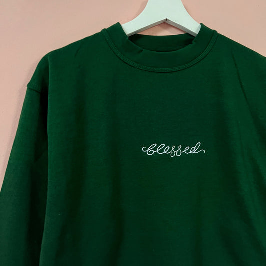 blessed embroidered sweatshirt - green