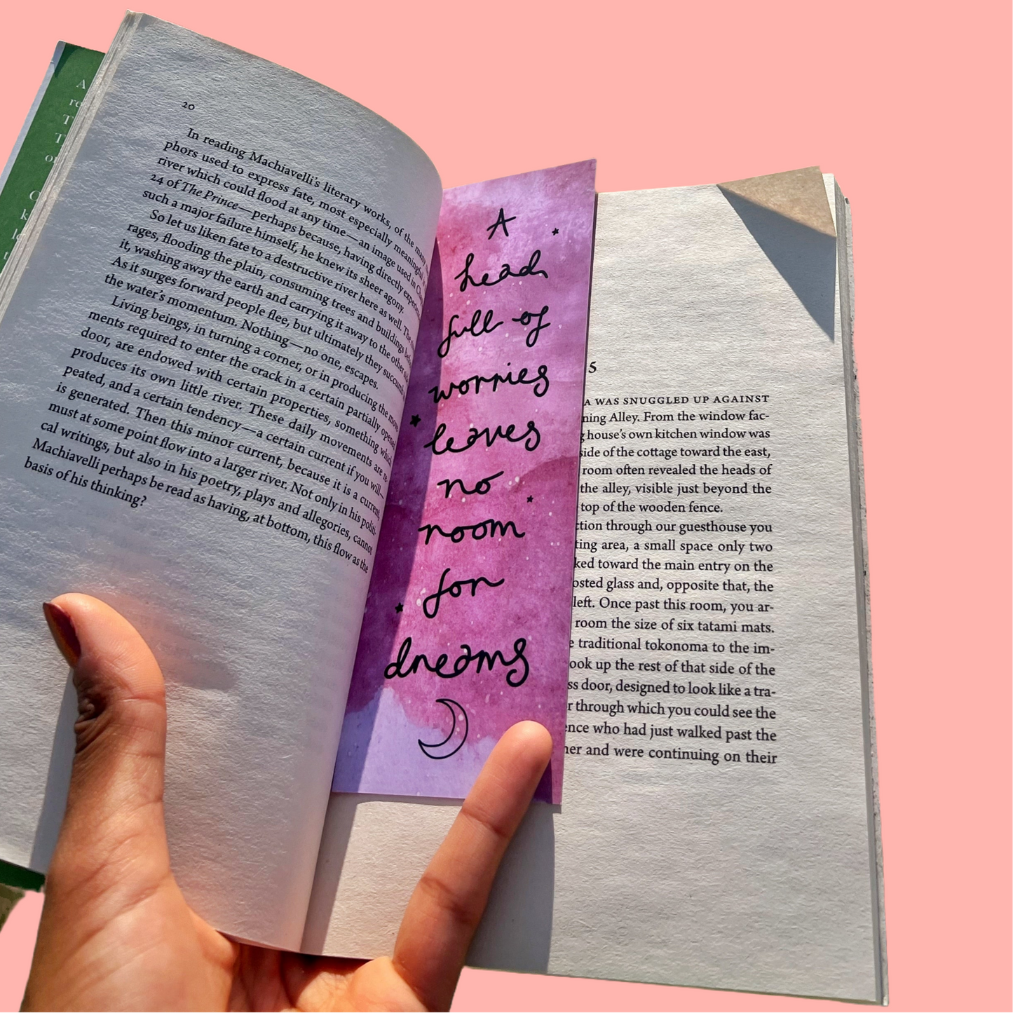 a head full of worries, leaves no room for dreams bookmark