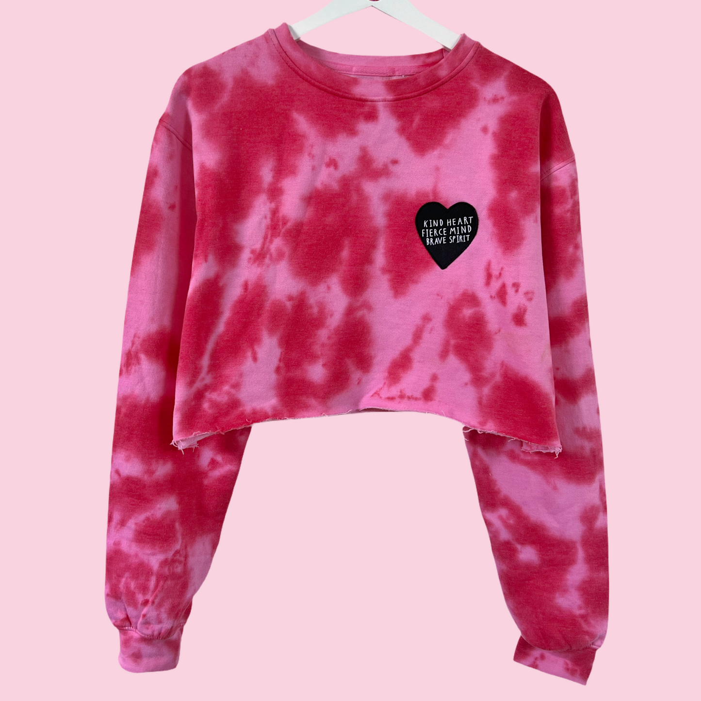 kind heart, fierce mind, brave spirit tie-dye crop sweatshirt