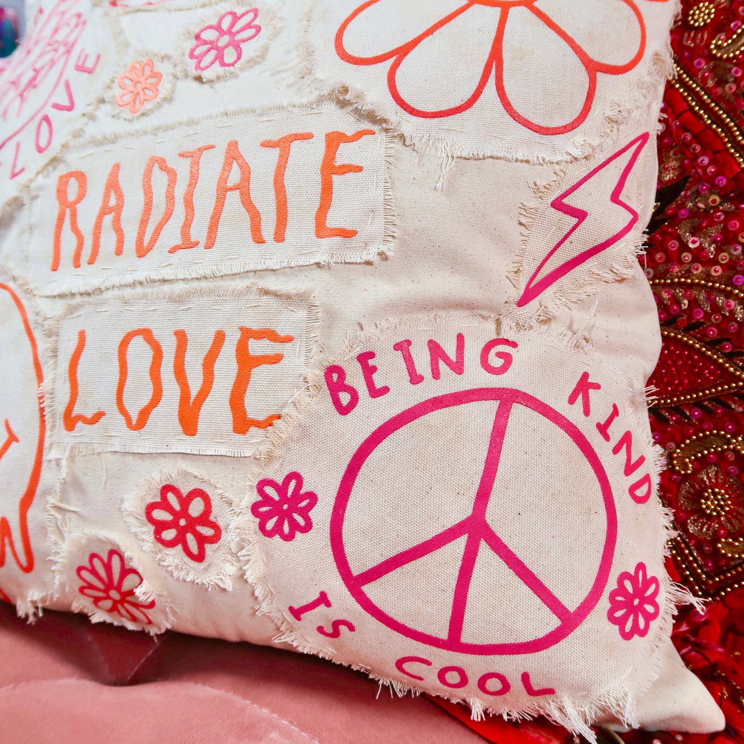 hippie heart cushion