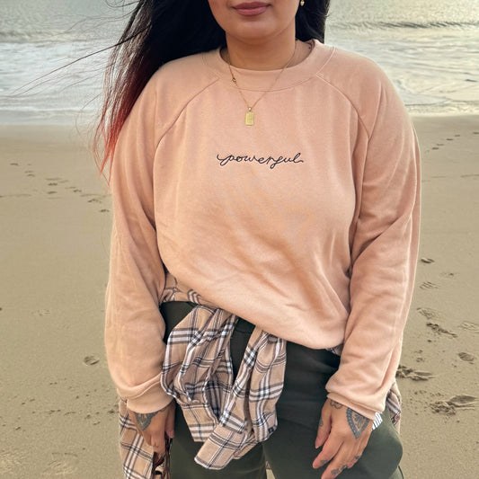 powerful embroidered crop sweatshirt - beige