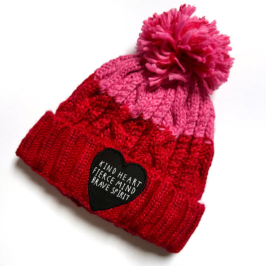 kind heart, fierce mind, brave spirit bobble hat
