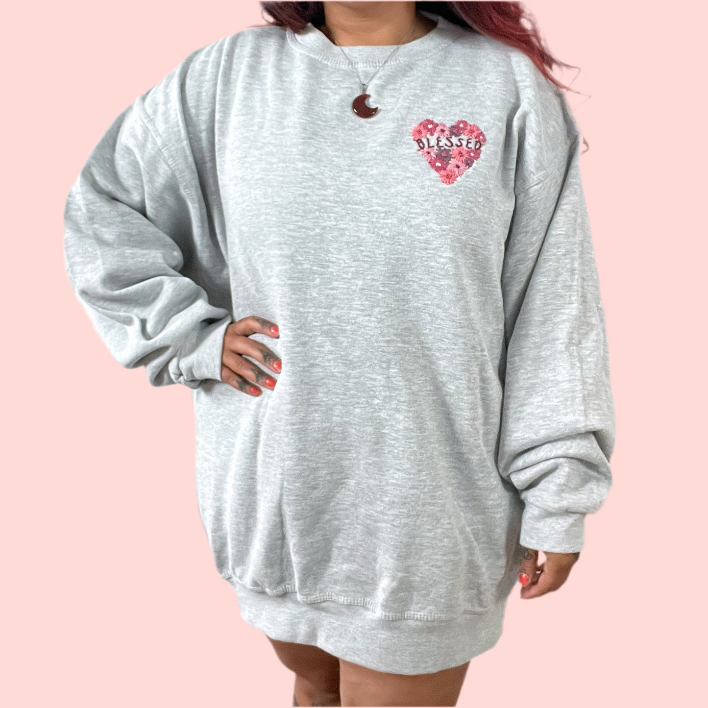 blessed hand-embroidered sweatshirt