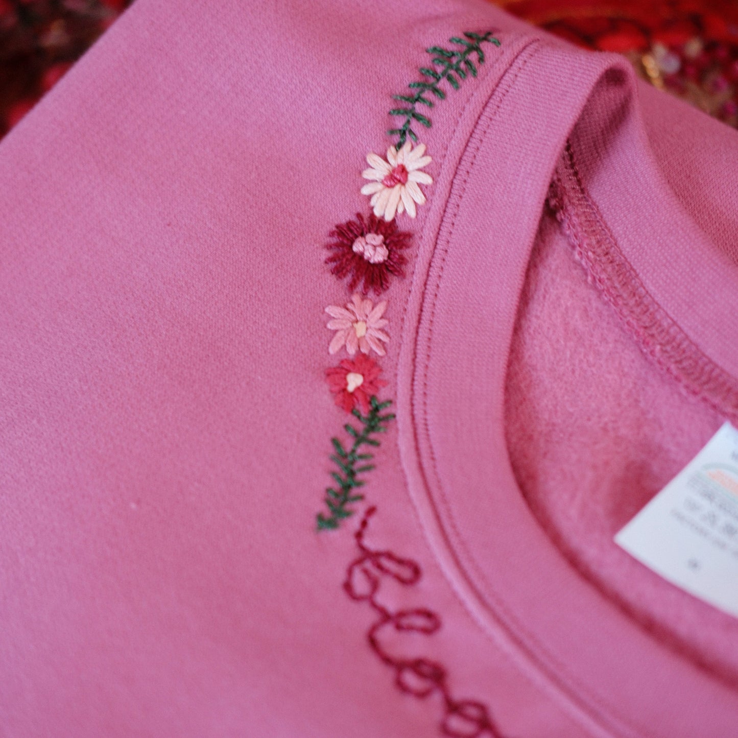 blooming hand-embroidered sweatshirt - pink v.2
