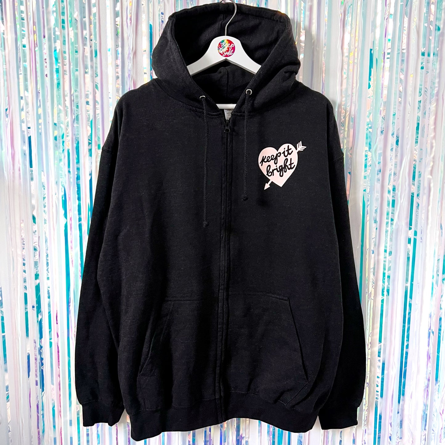 filling my heart with joy zip-up hoodie - black marl