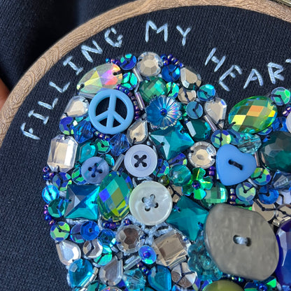 filling my heart with joy - hand-embellished sweatshirt - navy