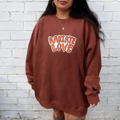 radiate love embroidered sweatshirt - chocolate