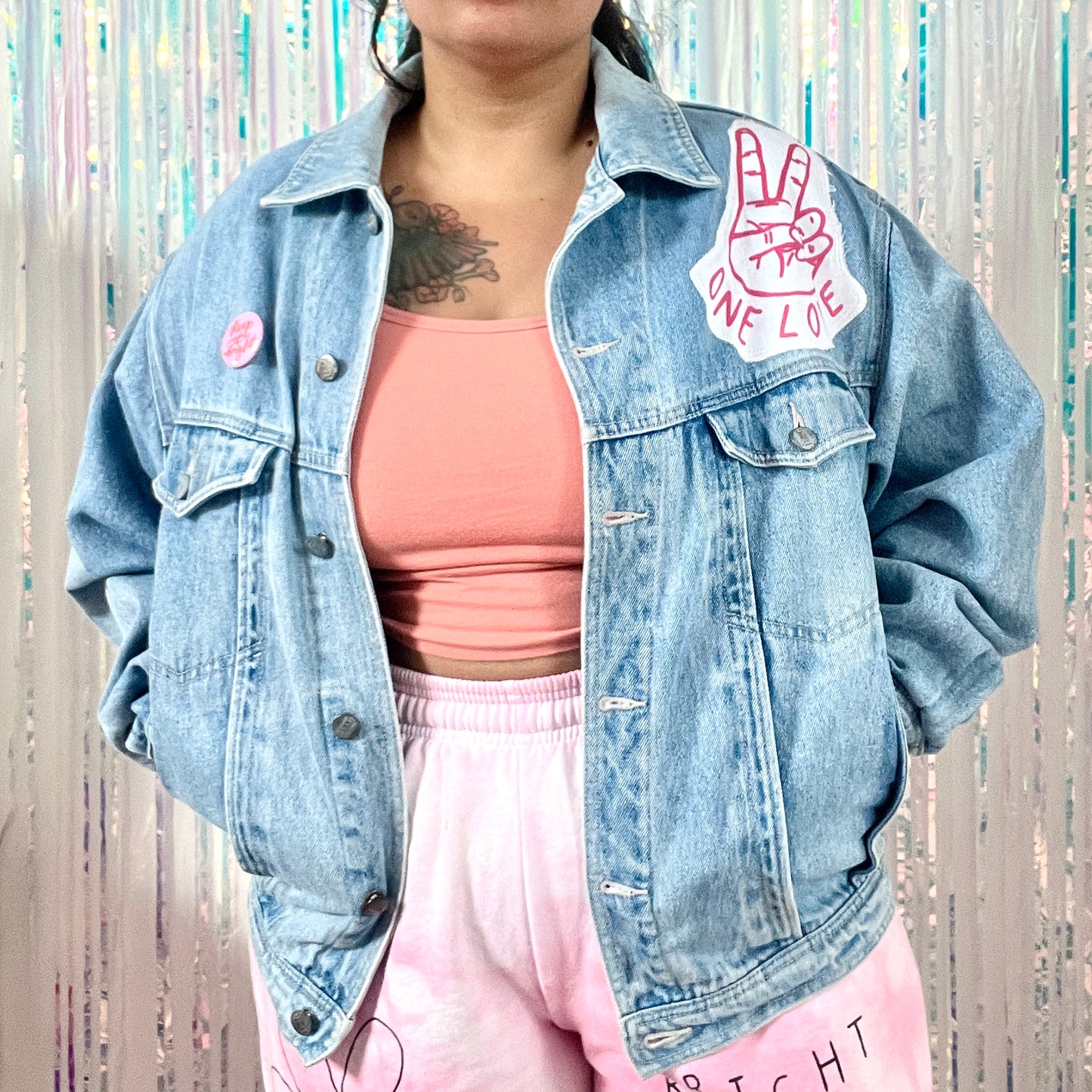 hippie heart denim jacket