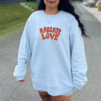 radiate love embroidered sweatshirt - light blue