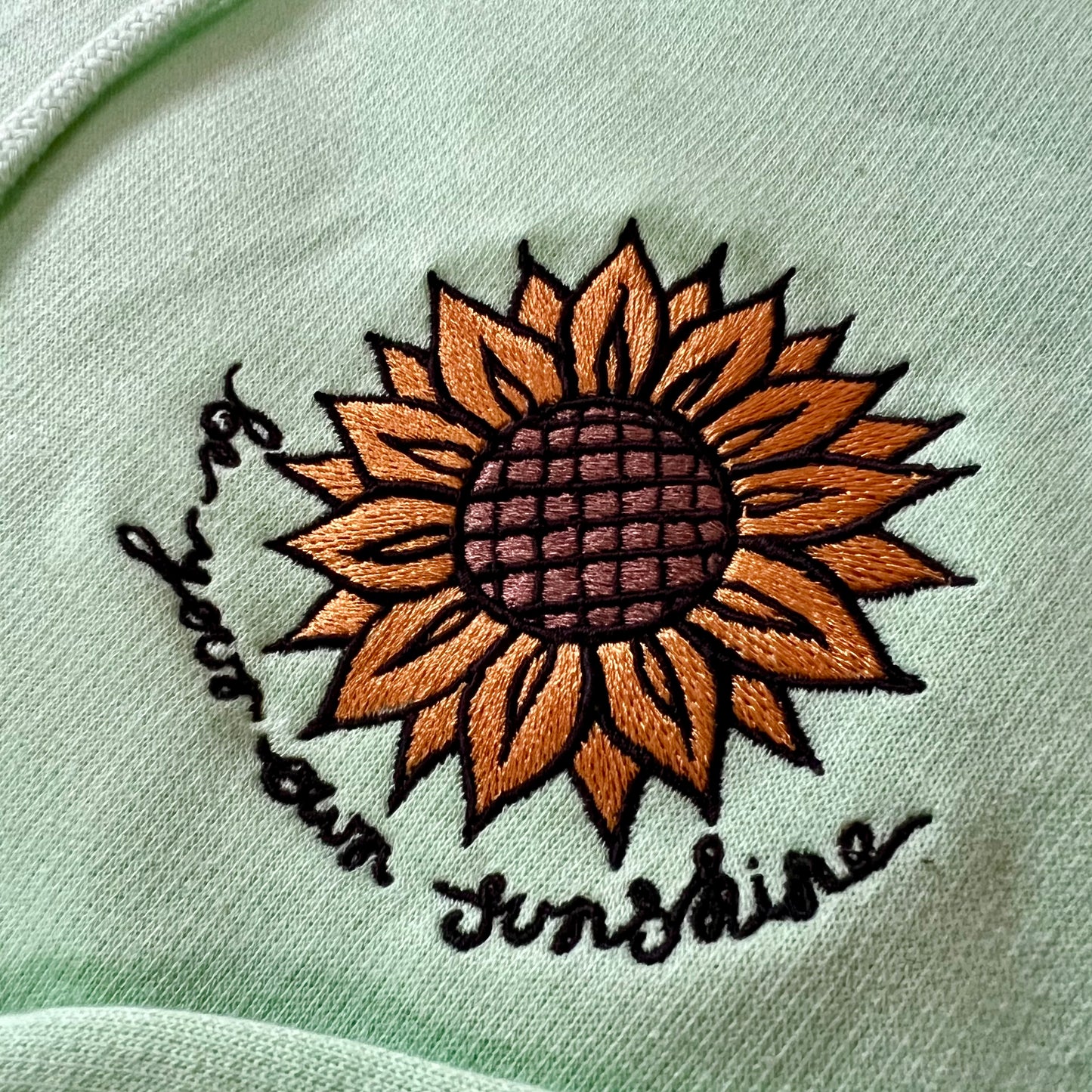 be your own sunshine embroidered pullover hoodie - mint