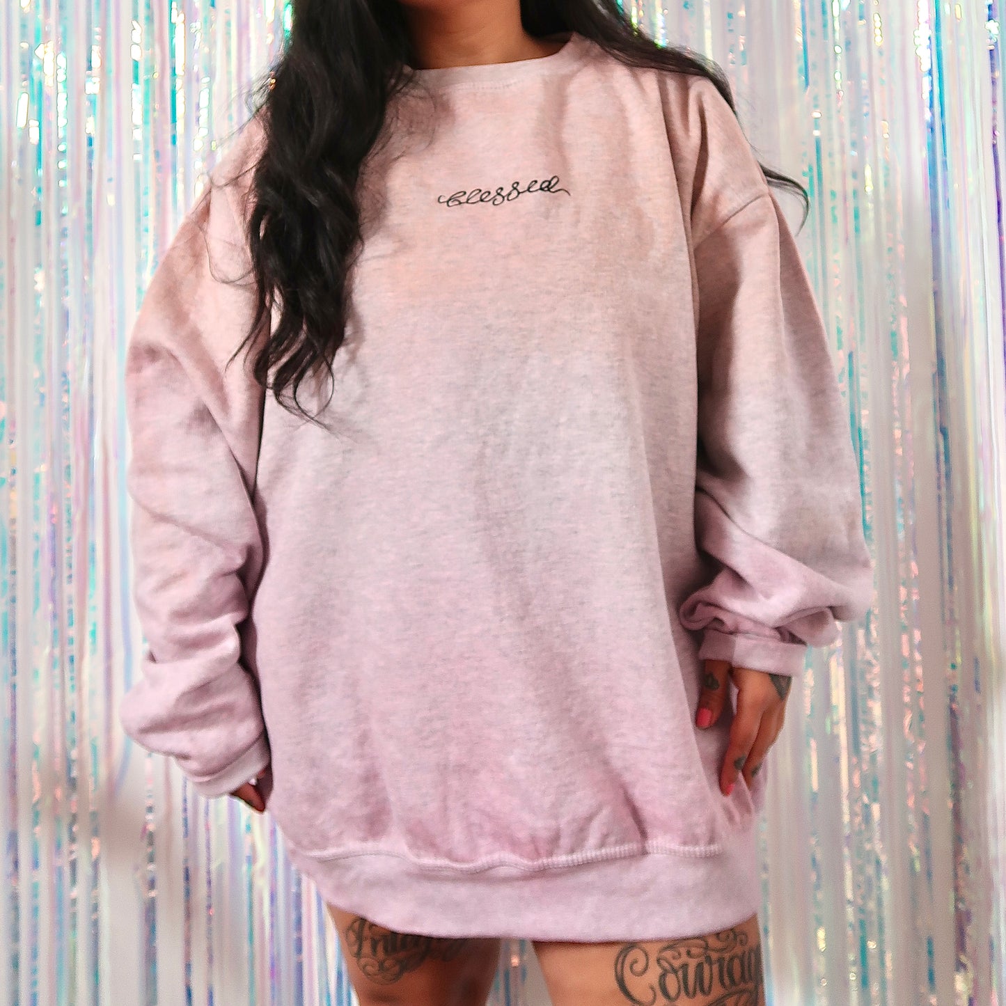 blessed embroidered sweatshirt - tie dye