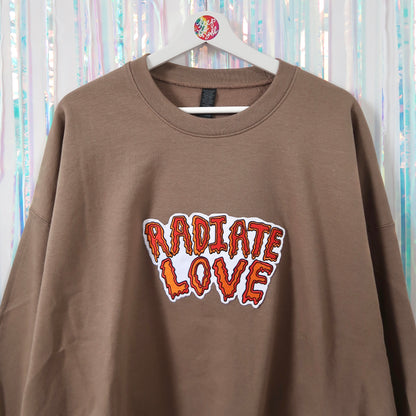 radiate love embroidered sweatshirt - iced latte