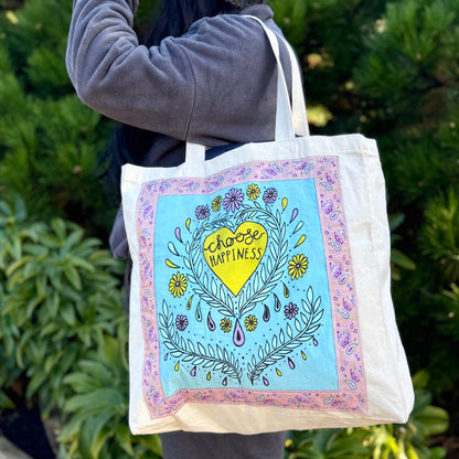 choose happiness tote bag - blue