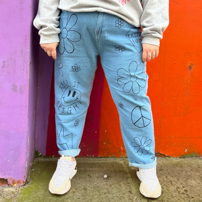 hippie heart mom jeans - plus size