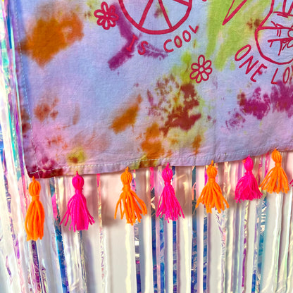 hippie heart tie dye wall hanging - trippy