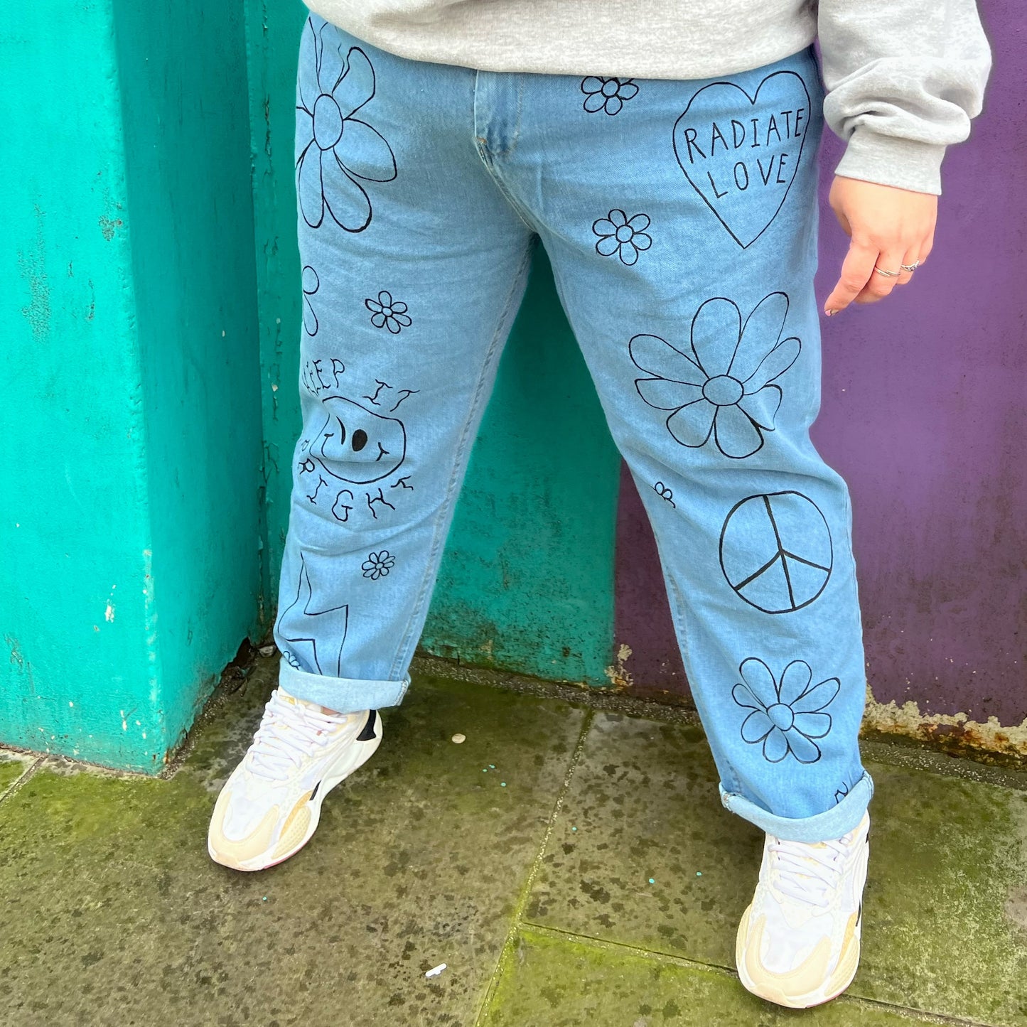 hippie heart mom jeans - plus size