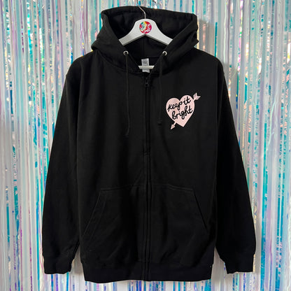 filling my heart with joy zip-up hoodie - black