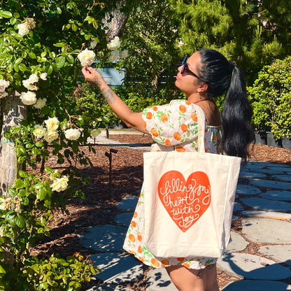 filling my heart with joy - large tote bag
