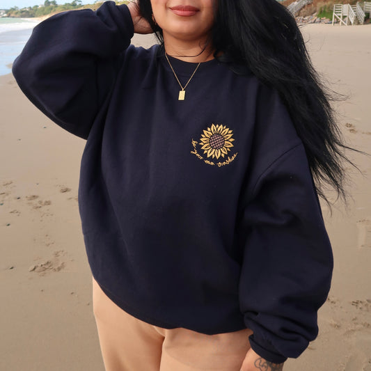 be your own sunshine embroidered sweatshirt - navy