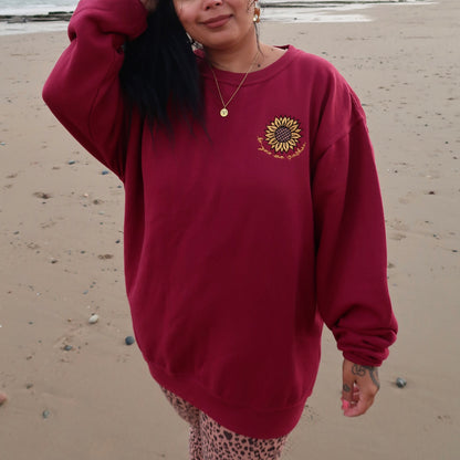 be your own sunshine embroidered sweatshirt - burgundy