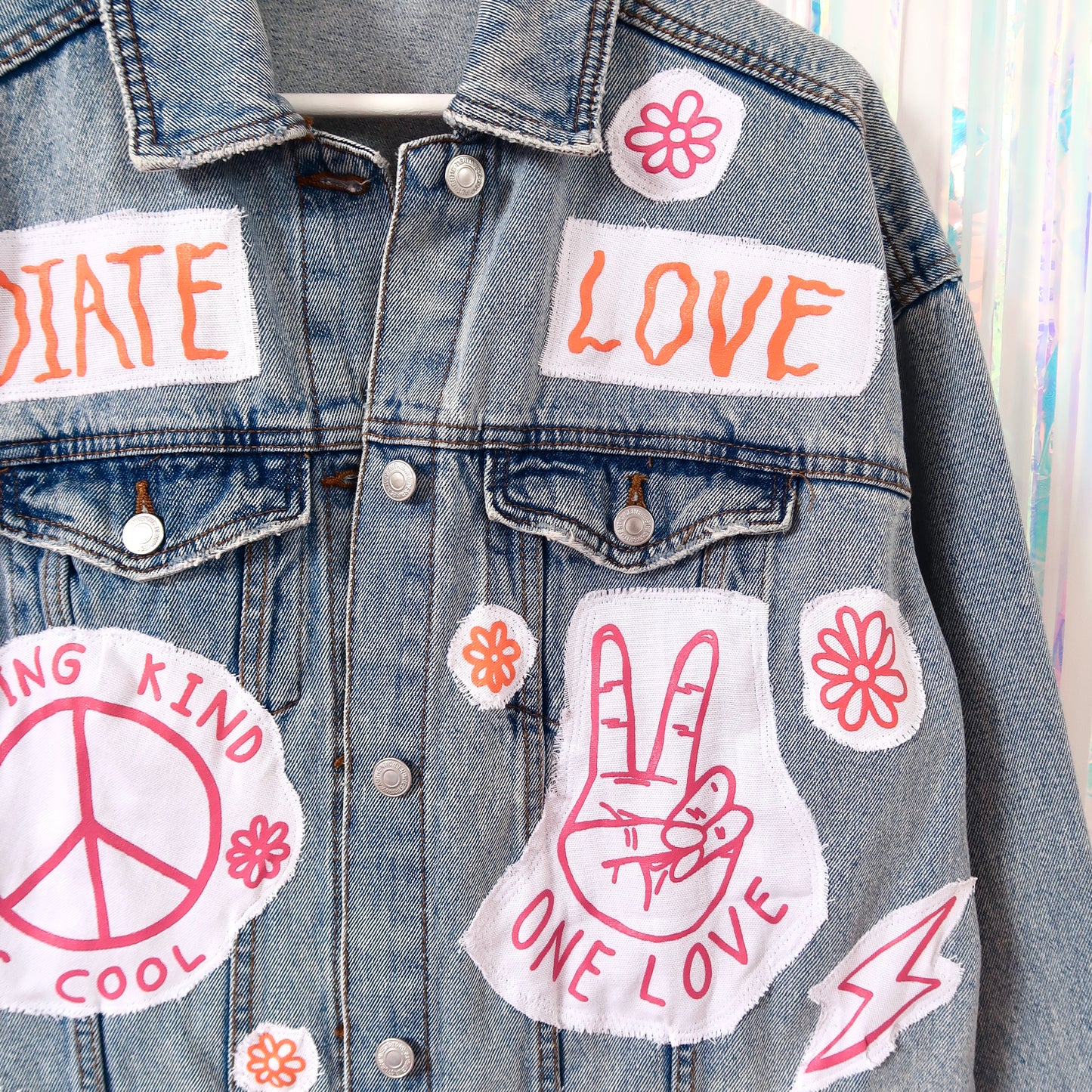hippie heart denim jacket